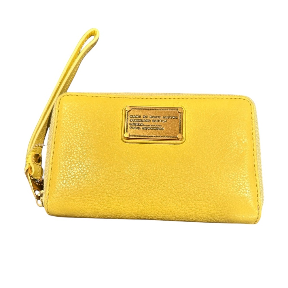 Marc Jacobs Standard Supply Yellow Pebble Leather Wristlet Wallet